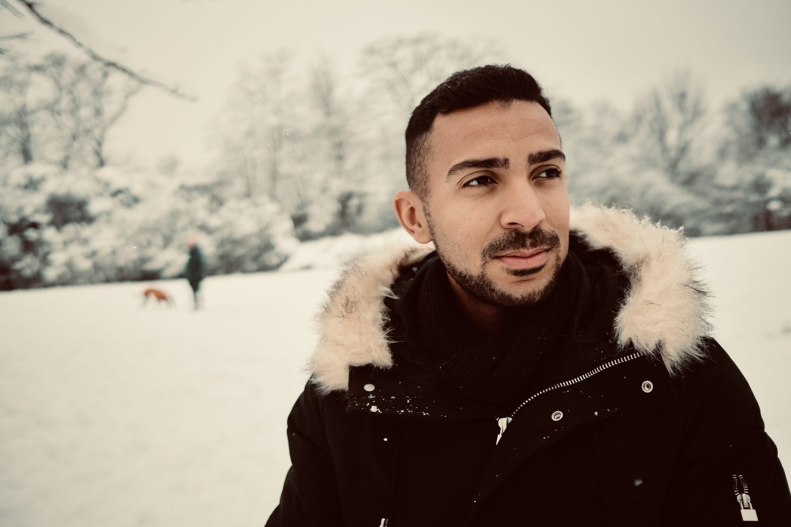 Maged Ait Abbi, outdoors in the snow